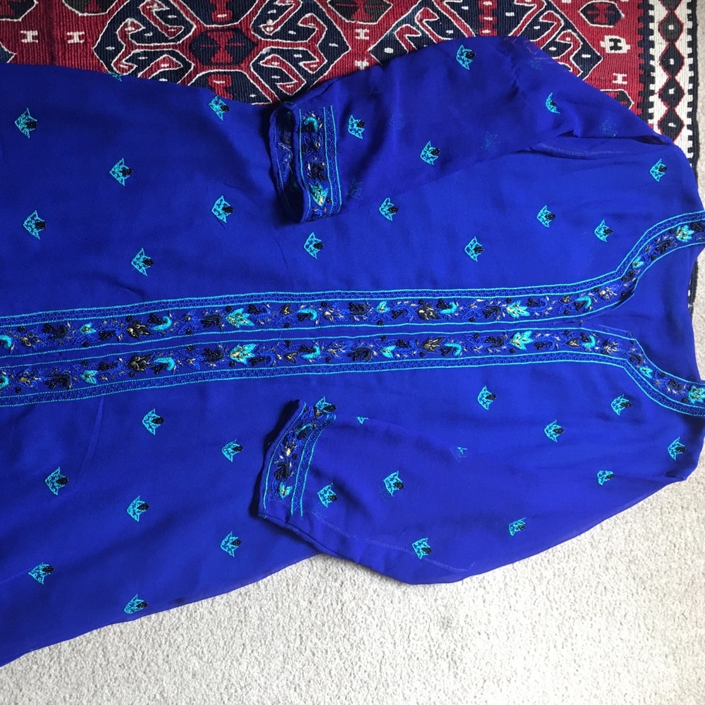 Royal blue & Turquoise Kameez Tunic India Pakistan